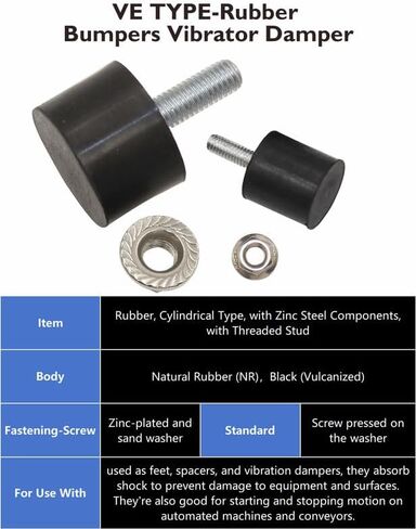 M10 Rubber Vibration Isolator Threaded Stud Shock Absorber Mechanical Vibration Damping Anti Vibration Silent-Blocks for Bobbins Motor Compressors Pump, 4pcs M10x28-40x30mm, 4pcs M10 LockNuts in Saudi Arabia