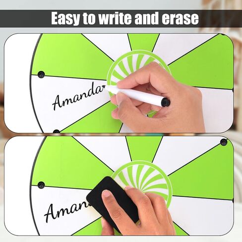 12in Spinning Prize Wheel, 10 Slots Tabletop Prize Wheel Spinner Wheel of Fortune Game with Stand Dry Erase & Markers for Carnivals Trade Shows Holiday Activities Game (Green) in Saudi Arabia