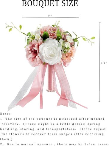 Wedding Bouquets for Bride Bridesmaids, 7 Inch Artificial Rose Flower Bridal Bouquets for Wedding, Prom, Ceremony, Homecoming, Anniversary Decor in Saudi Arabia