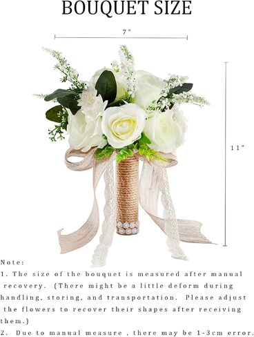 Wedding Bouquets for Bride Bridesmaids, 7 Inch Artificial Rose Flower Bridal Bouquets for Wedding, Prom, Ceremony, Homecoming, Anniversary Decor in Saudi Arabia