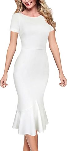 VFSHOW Womens Elegant Vintage Cocktail Party Mermaid Bodycon Midi Mid-Calf Dress in Saudi Arabia