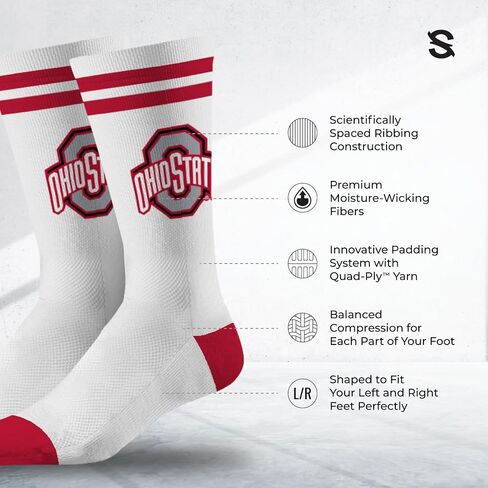 جوارب Strideline NCAA للرجال 2 شريطية - مقاس واحد يناسب الجميع -M/L (8-12) in Saudi Arabia