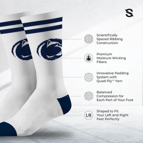 جوارب Strideline NCAA للرجال 2 شريطية - مقاس واحد يناسب الجميع -M/L (8-12) in Saudi Arabia