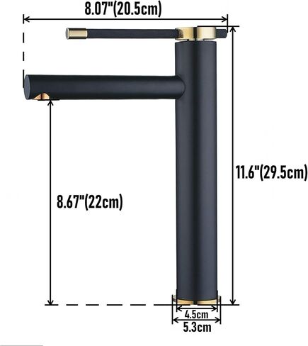 صنبور حوض الحمام بمقبض واحد من Leekayer، لمسة نهائية مزدوجة، طلاء أسود مطلي بالكروم الذهبي، فتحة واحدة، خلاط حوض مرحاض، صنبور طويل مع تصريف منبثق (بدون تدفق) حديث in Kuwait