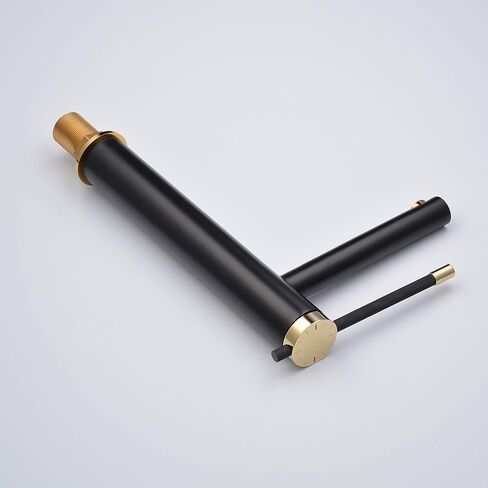 صنبور حوض الحمام بمقبض واحد من Leekayer، لمسة نهائية مزدوجة، طلاء أسود مطلي بالكروم الذهبي، فتحة واحدة، خلاط حوض مرحاض، صنبور طويل مع تصريف منبثق (بدون تدفق) حديث in Kuwait