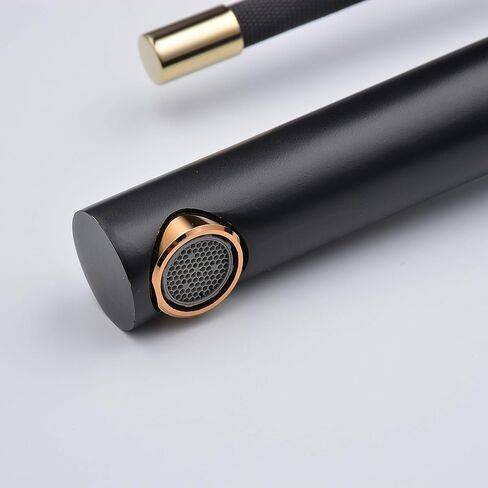 صنبور حوض الحمام بمقبض واحد من Leekayer، لمسة نهائية مزدوجة، طلاء أسود مطلي بالكروم الذهبي، فتحة واحدة، خلاط حوض مرحاض، صنبور طويل مع تصريف منبثق (بدون تدفق) حديث in Kuwait