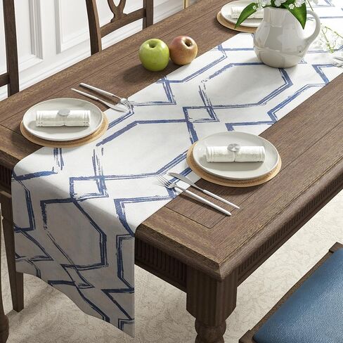 JINCHAN البلاط المغربي طباعة الجدول عداء مزرعة الكتان الجدول العداءين 72 بوصة طويلة طاولة القهوة ديكور لخزانة هندسية تعريشة مطبوعة غرفة الطعام المطبخ 1 لوحة 13x72 بوصة رمادي ناعم على البيج in Kuwait