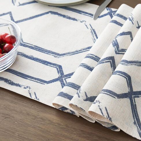 JINCHAN البلاط المغربي طباعة الجدول عداء مزرعة الكتان الجدول العداءين 72 بوصة طويلة طاولة القهوة ديكور لخزانة هندسية تعريشة مطبوعة غرفة الطعام المطبخ 1 لوحة 13x72 بوصة رمادي ناعم على البيج in Kuwait