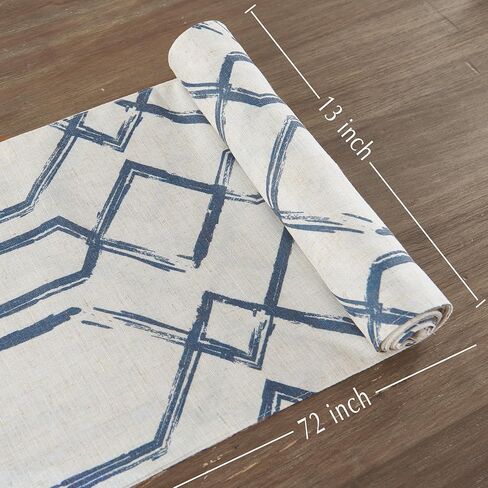 JINCHAN البلاط المغربي طباعة الجدول عداء مزرعة الكتان الجدول العداءين 72 بوصة طويلة طاولة القهوة ديكور لخزانة هندسية تعريشة مطبوعة غرفة الطعام المطبخ 1 لوحة 13x72 بوصة رمادي ناعم على البيج in Kuwait