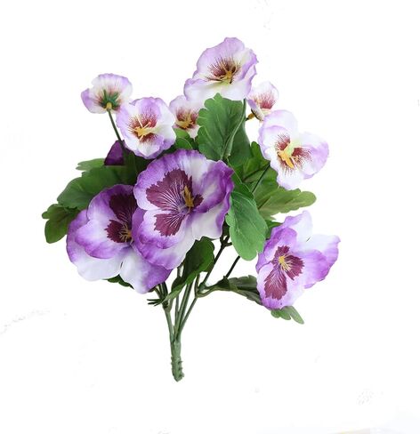 6 قطع من الزهور الاصطناعية شجيرات بانسي صناعية من البلاستيك الصناعي ونباتات وهمية للاستخدام الداخلي والخارجي لتزيين حديقة المنزل (أرجواني أزرق) in Kuwait