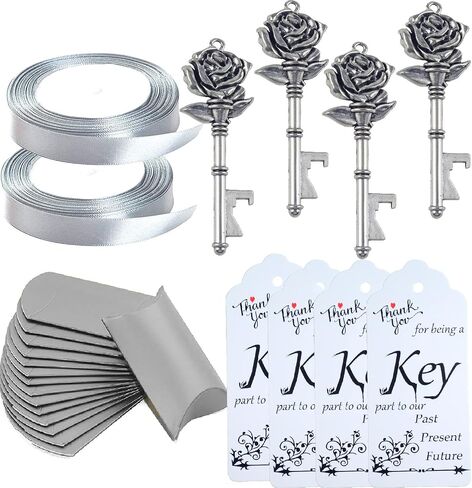 Makhry 50pcs Wedding Favors Key Bottle Openers with Escort Tag Cards and Ribbon Thank You Gifts Tags for Guests Rustic Wedding Decorations (Copper) in Saudi Arabia