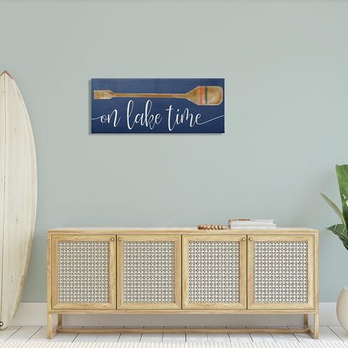 Stupell Industries On Lake Time Phrase Boat Oar over Blue Canvas Wall Art Design by Daphne Polselli in Saudi Arabia