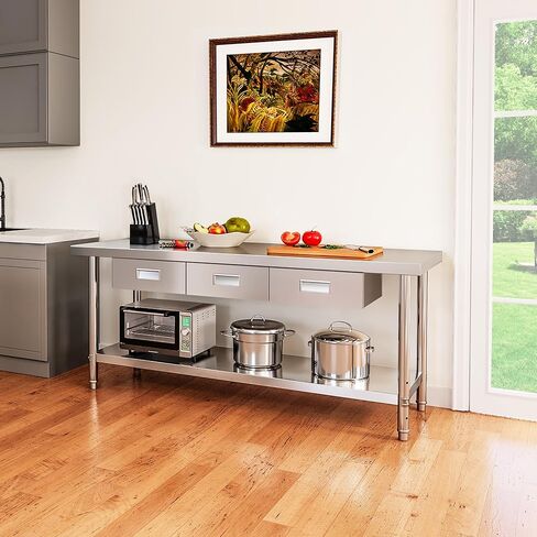 YITAHOME 60" X 24" Stainless Steel Table with 3 Drawers, NSF Work Table with Drawer, Metal Table Prep Table for Home Kitchen Restaurant Garage Warehouse in Saudi Arabia