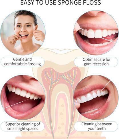 Easy-to-Use Sponge Floss for Cleaning of Implants Bridges with Stiff Plastic Ends and Sponge Floss Oral Hygiene (1) in Saudi Arabia