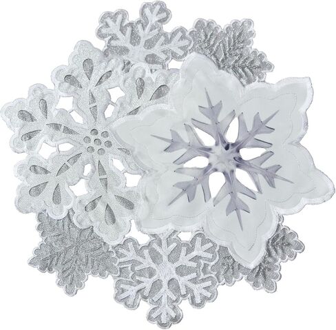 Grelucgo Machine Embroidered and Hand Cut Silver Grey and White Snowflakes Table Runner for Christmas Holiday (13.5 x 69 inches) in Saudi Arabia