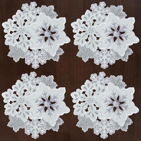 Grelucgo Machine Embroidered and Hand Cut Silver Grey and White Snowflakes Table Runner for Christmas Holiday (13.5 x 69 inches) in Saudi Arabia