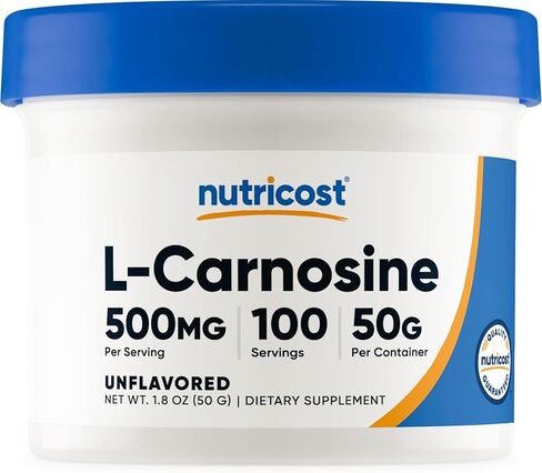 مسحوق Nutricost L-Carnosine 100 جرام (200 حصة) - غير معدّل وراثيًا in Saudi Arabia