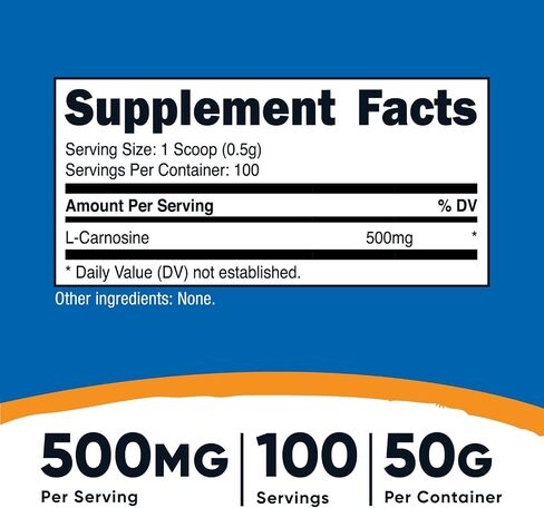 مسحوق Nutricost L-Carnosine 100 جرام (200 حصة) - غير معدّل وراثيًا in Saudi Arabia