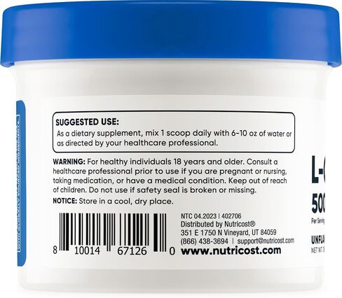 مسحوق Nutricost L-Carnosine 100 جرام (200 حصة) - غير معدّل وراثيًا in Saudi Arabia