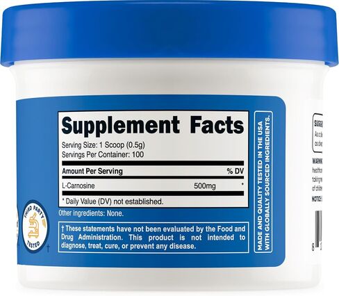 مسحوق Nutricost L-Carnosine 100 جرام (200 حصة) - غير معدّل وراثيًا in Saudi Arabia