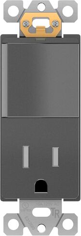 LIDER Matte Finish Lighted Combination Decorator Switch and Tamper-Resistant Receptacle with Screwless Wall Plate, Single Pole, Residential Grade, 15A 120V/125V, UL Listed, LCS1-1PTR-WSWP, White in Saudi Arabia