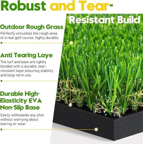 Golf Hitting Mat - 5x4 ft Dual Turf Golf Practice Mats with 10 Golf Balls & 9 Tees, for Outdoor & Indoor Training Putting, Improve Batting and Swing Skill, Backyard & Garage Personal Driving Range in Saudi Arabia