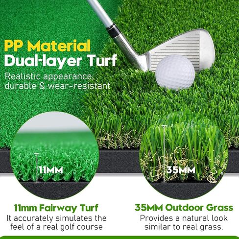 Golf Hitting Mat - 5x4 ft Dual Turf Golf Practice Mats with 10 Golf Balls & 9 Tees, for Outdoor & Indoor Training Putting, Improve Batting and Swing Skill, Backyard & Garage Personal Driving Range in Saudi Arabia