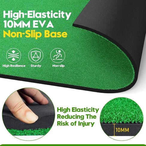 Golf Hitting Mat - 5x4 ft Dual Turf Golf Practice Mats with 10 Golf Balls & 9 Tees, for Outdoor & Indoor Training Putting, Improve Batting and Swing Skill, Backyard & Garage Personal Driving Range in Saudi Arabia