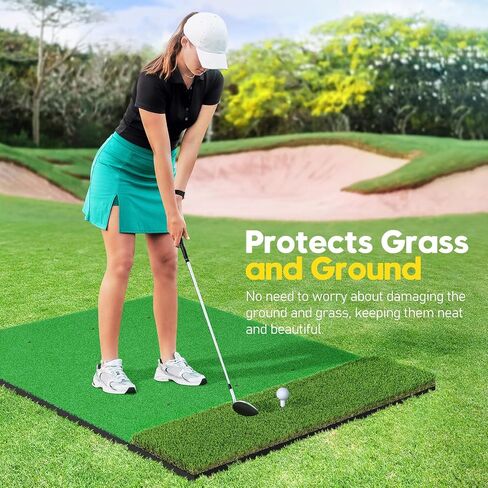 Golf Hitting Mat - 5x4 ft Dual Turf Golf Practice Mats with 10 Golf Balls & 9 Tees, for Outdoor & Indoor Training Putting, Improve Batting and Swing Skill, Backyard & Garage Personal Driving Range in Saudi Arabia