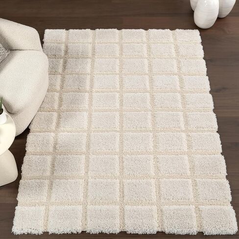 nuLOOM Christabel Checkered High-Low Shag Area Rug, 4x6, Beige in Saudi Arabia