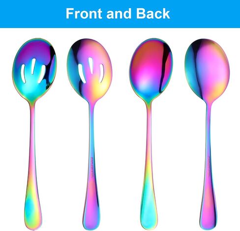 6 Pieces Serving Spoons Set, 8.7 Inch Serving Spoon, Includes 3 Serving Spoons and 3 Slotted Spoons, Stainless Steel Buffet Banquet Spoons, Large Spoons Utensils Cutlery Set for Kitchen, Gold in Saudi Arabia