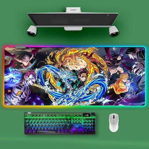 RGB Mouse Pad for Cyberpunk Gmaing - Anime Large Mouse Mat for Computer with LED Light Edges Non Slip Long Rubber Base | 11.8x31.5in in Saudi Arabia