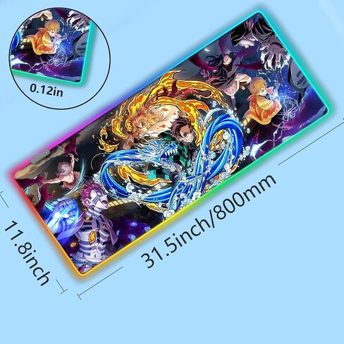 RGB Mouse Pad for Cyberpunk Gmaing - Anime Large Mouse Mat for Computer with LED Light Edges Non Slip Long Rubber Base | 11.8x31.5in in Saudi Arabia