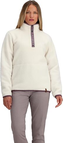 Obermeyer Boulder Fleece Women’s Top - Polyester Fabric - Double-sided Brushed Fleece - Handwarmer Pockets Salt MD One Size in Saudi Arabia