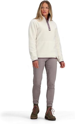 Obermeyer Boulder Fleece Women’s Top - Polyester Fabric - Double-sided Brushed Fleece - Handwarmer Pockets Salt MD One Size in Saudi Arabia