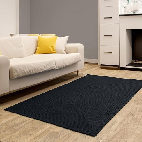 Super Area Rugs Lichfield Handmade Solid Reversible Indoor/Outdoor Braided Rug Charcoal Gray 3' x 5' Rectangle in Saudi Arabia