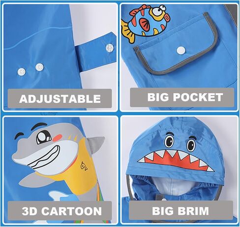 Kids Raincoats Waterproof Rain Jacket Cartoon Children Toddler Rain Wear Hooded Rain Poncho Reusable Rainwear in Saudi Arabia