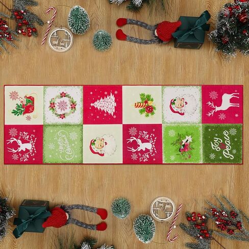 Christmas Area Rug Merry Christmas Indoor Rug for Xmas Holiday Decoration Non-Slip Festive Christmas Throw Carpet Colorful Washable Xmas Rug for Fireplace Kitchen Living Room Bedroom 2 x 8 FT in Saudi Arabia