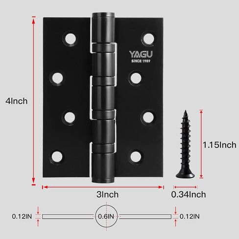 YAGU 2 Pack 4'' Door Hinges Antique Brass 4 x 3 Inch - Square Corners Stainless Steel Heavy Duty Ball Bearing Hinges for Interior Doors Hardware in Saudi Arabia