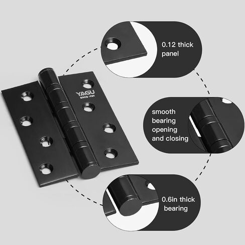 YAGU 2 Pack 4'' Door Hinges Antique Brass 4 x 3 Inch - Square Corners Stainless Steel Heavy Duty Ball Bearing Hinges for Interior Doors Hardware in Saudi Arabia