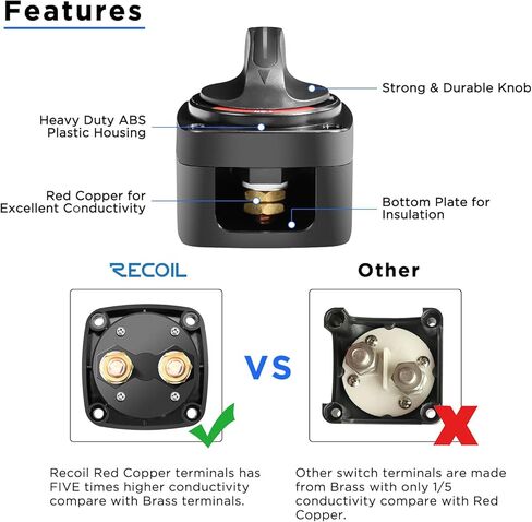 مفتاح بطارية الارتداد BS2، 250A DC 12V-48V On-Off 2-Position، مفتاح رئيسي للبطارية شديدة التحمل، عازل البطارية، مفتاح قطع الطاقة للمركبات الترفيهية والشاحنات والمقطورة والبحرية والقارب، مع أجهزة التثبيت in Saudi Arabia