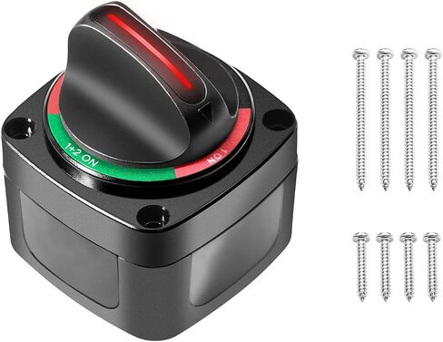 Recoil Battery Switch BS4L, 250A DC 12V-48V 1-2-Both-Off 4-Position, Built-in LED Indicator Knob Heavy Duty Battery Master Switch Battery Isolator Power Cut Off Switch for RV Truck Trailer Marine Boat in Saudi Arabia