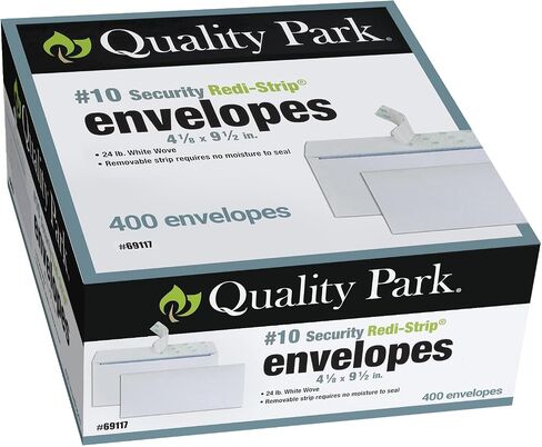 Quality Park #10 Security Envelopes, No Window, Redi-Strip Self Seal Envelopes, 24-lb White Wove, 4-1/8" x 9-1/2", 200 per Box in Saudi Arabia