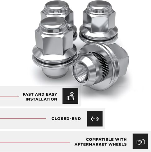 صواميل العروة M12x1.25 من White Knight لسيارة Nissan وInfiniti مختارة، طراز المصنع باللون الأسود من الكروم Med Mag مع غسالة - 5306BK-20AM (20 حزمة) in Kuwait