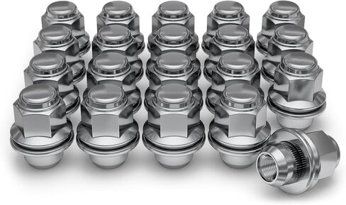 صواميل العروة M12x1.25 من White Knight لسيارة Nissan وInfiniti مختارة، طراز المصنع باللون الأسود من الكروم Med Mag مع غسالة - 5306BK-20AM (20 حزمة) in Kuwait