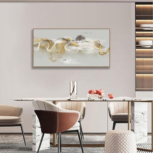 HUADAOART Wall Art Abstract Painting Modern Art Gold and Blue Background Canvas Prints Pictures for Living Room Bedroom Artwork Home Decor Framed 20x40inch (Blue) in Saudi Arabia