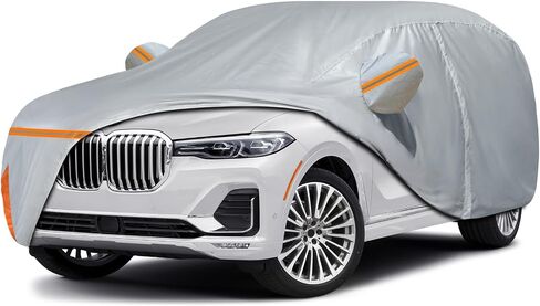 غطاء سيارة لسيارة مرسيدس بنز GLC 300 350e لعام 2016-2024، مقاوم للماء ومناسب لجميع الأحوال الجوية والشمس والمطر والأشعة فوق البنفسجية والغبار والثلج، غطاء سيارة خارجي مع باب بسحاب وبطانة قطنية - رمادي in Kuwait