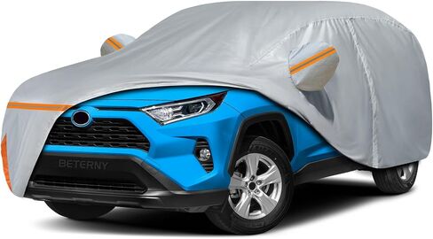 غطاء سيارة لسيارة مرسيدس بنز GLC 300 350e لعام 2016-2024، مقاوم للماء ومناسب لجميع الأحوال الجوية والشمس والمطر والأشعة فوق البنفسجية والغبار والثلج، غطاء سيارة خارجي مع باب بسحاب وبطانة قطنية - رمادي in Kuwait