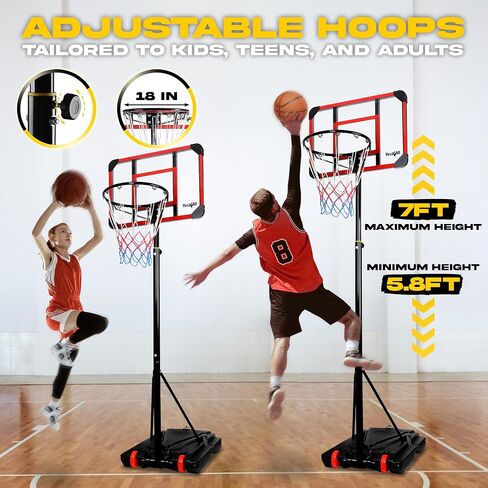 Yes4All Portable Basketball Hoop Outdoor, 3.8-10Ft Basketball Goal Adjustable for Youth/Teen/Adult Practicing Indoor & Outdoor in Saudi Arabia
