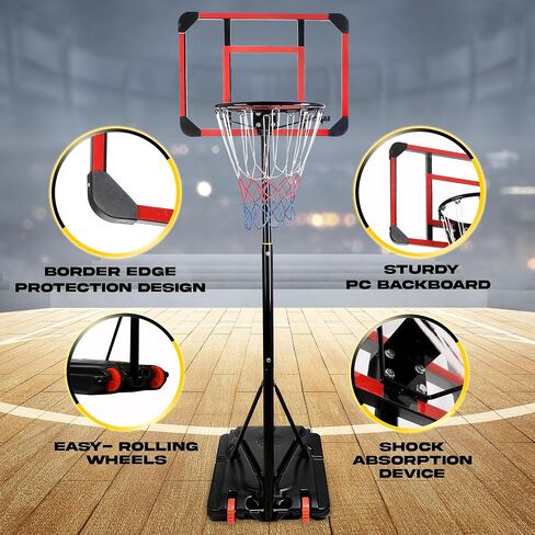 Yes4All Portable Basketball Hoop Outdoor, 3.8-10Ft Basketball Goal Adjustable for Youth/Teen/Adult Practicing Indoor & Outdoor in Saudi Arabia